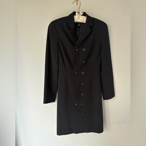 Classic Double-Breasted Black Pinstripe Women's Dress